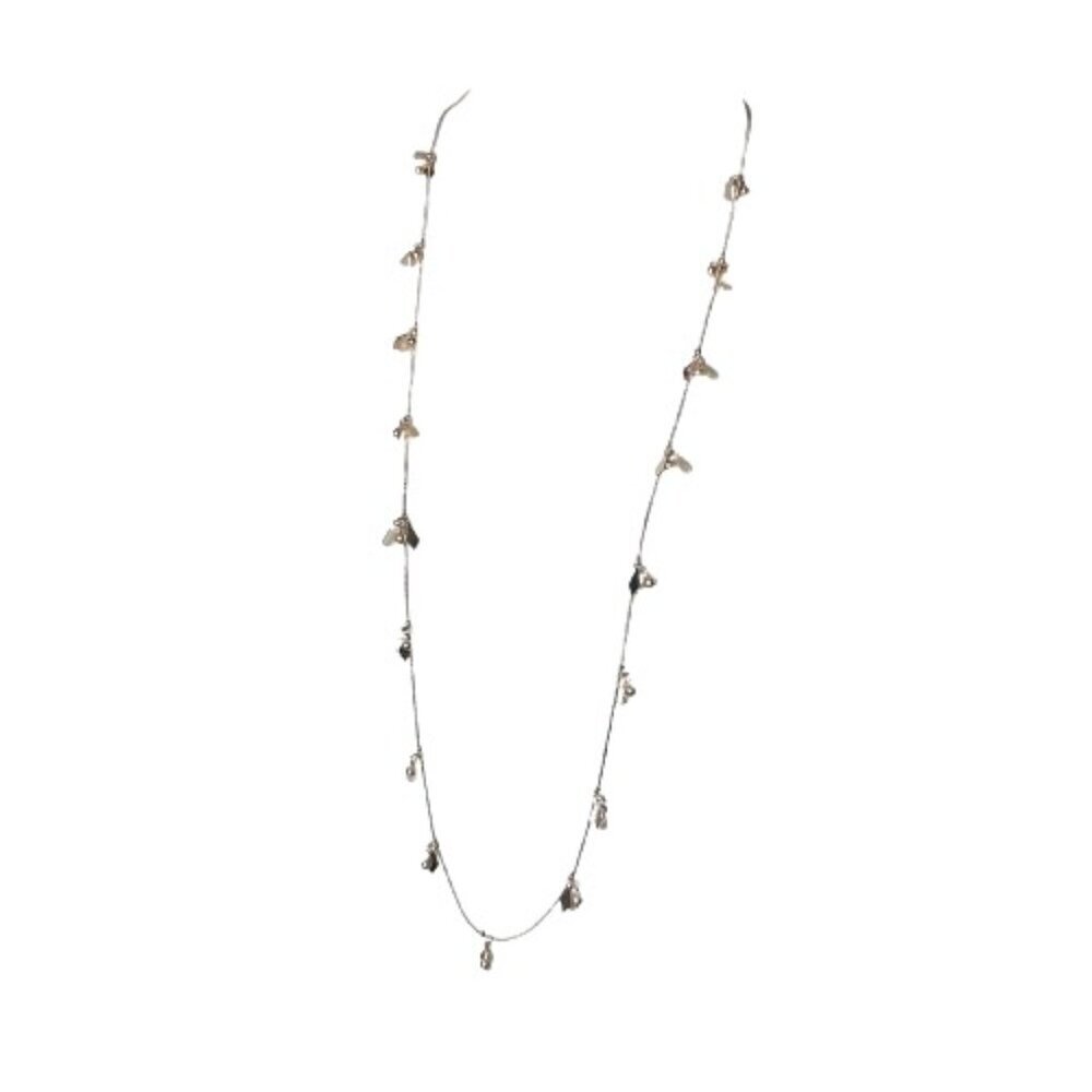 NEW NWT BANCROFT Long Rose Gold Color Stone & Bead Necklace Snake Chain